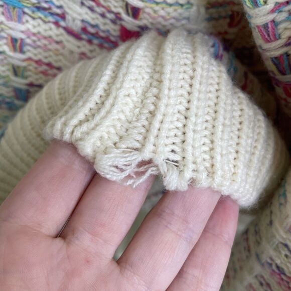 Sew In Love Rainbow Mock Neck Fisherman Knit Stitched Sweater Women's Size Large - Picture 12 of 13